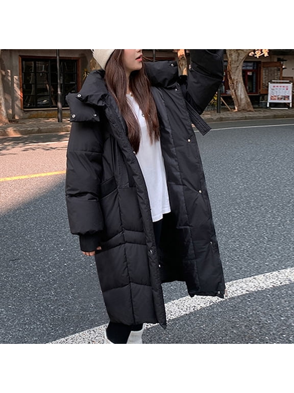 Women's Plus-Size Bread Puffer with a Boxy Silhouette and Long Sleeves Thickened Winter Coat Featuring a Quilted Padded Design