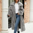 thumbnail image 1 of Women's Plus Size Brown Faux Fur Coat with Turn-Down Collar Long Sleeve Warm Outerwear, 1 of 8