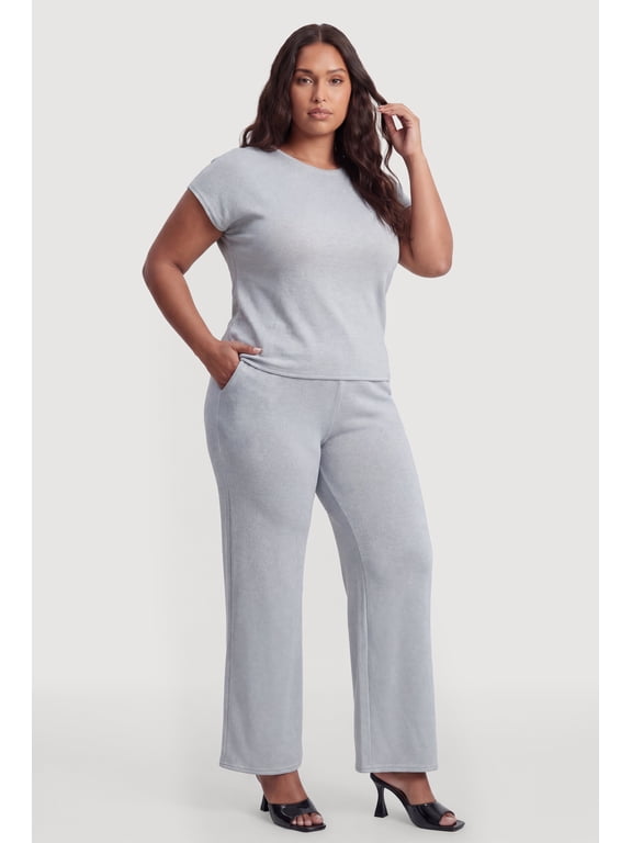 Women's Plus Size Brushed Knit Pull On Pants