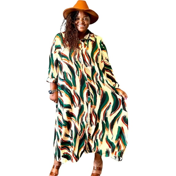 Women's Plus Size Brushed Long Sleeve Maxi Dress