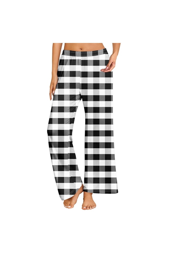 Women's Plus Size Buffalo Plaid Pajama Pants Christmas Holiday Sleep PJ Pants Comfort Xmas Eve Nightwear Bottoms