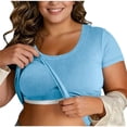 thumbnail image 1 of Women's Plus Size Built-in Bra T Shirt Top Short Sleeve Square Neck Ribbed Knitted Tees Casual Workout Athletic Going Out Tops, 1 of 6