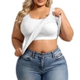 thumbnail image 1 of Women's Plus Size Bulit in Self Bra Tank Tops Versatile Basic Solid Sleeveless Shirts Workout Summer Yoga Undershirts, 1 of 7