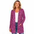 thumbnail image 1 of Women's Plus Size Burgundy Dot Print Cardigan, Long Sleeve Open Front Tunic with Pockets, 1 of 8