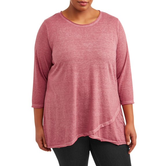 Women's Plus Size Burnout Crossover Tunic