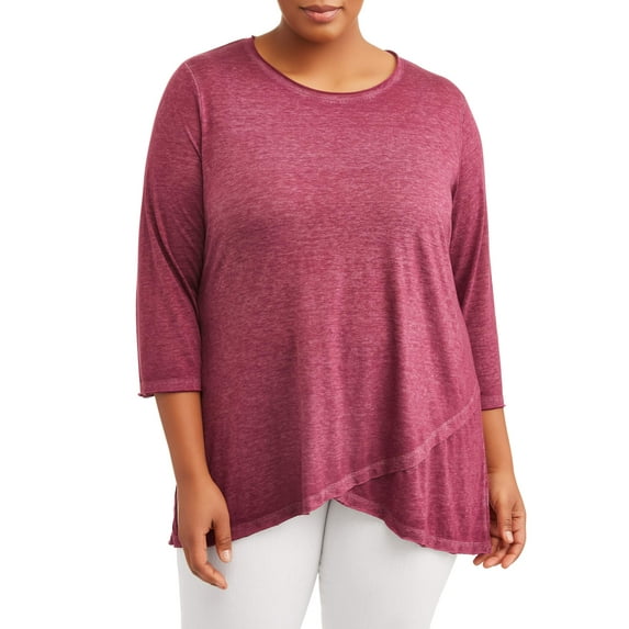 Women's Plus Size Burnout Crossover Tunic