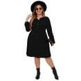 thumbnail image 1 of Women's Plus Size Button Down Long Lantern Sleeves Dress Work Midi Casual Dress with Pockets, 1 of 5