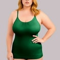 thumbnail image 1 of Women’s Plus Size Camisole Tank Tops Solid Color Crewneck Pleated Shaping Slim Fit Cami Spaghetti Strap Summer Basic Tops, 1 of 7