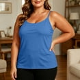 thumbnail image 1 of Women's Plus Size Camisole with Built-In Padded Bra, Adjustable Strap Sleeveless Tank Top, 1 of 9