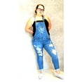 thumbnail image 1 of Women's Plus Size Camouflage/ BLUE/BLACK Overalls Distressed Jeans Stretch Curvy, 1 of 3