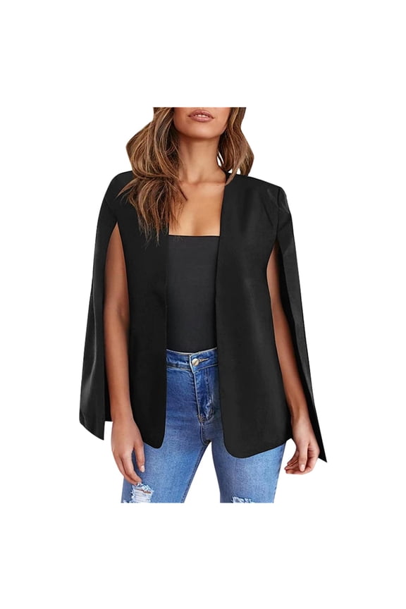 Women's Plus Size Cape Style Suit Jacket Casual Elegant Shawl Coat for Outerwear Comfortable and Stylish