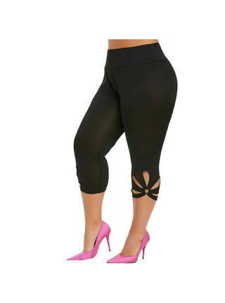 Women's Plus Size Capri Pants High Waisted Cutout Workout Leggings