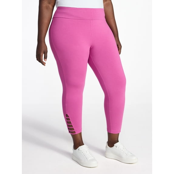 Women's Plus Size Capri Ladder Leggings, 22" Inseam, Sizes 0X-5X