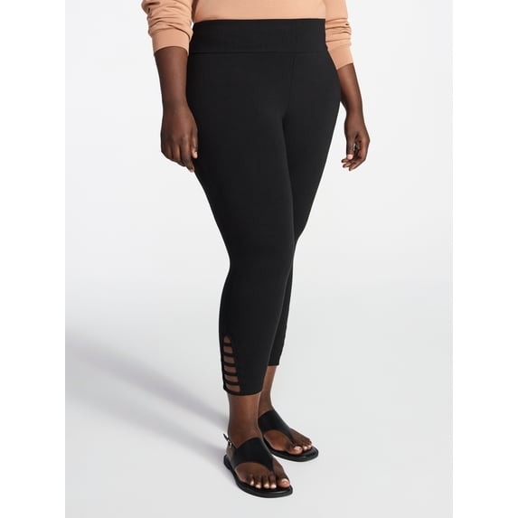 Women's Plus Size Capri Ladder Leggings, 22" Inseam, Sizes 0X-5X
