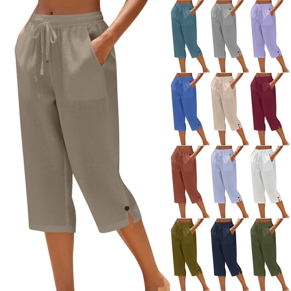 Women's Plus Size Capri Leggings High Waist Tummy Control, Stretchy Yoga Workout Pants (M-5X) - Elastic Waist Save to 65% off!