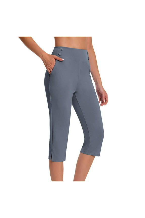 Women's Plus Size Capri Leggings with Pockets High Waisted Stretchy for Casual Wear & Workout