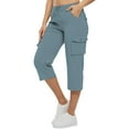 thumbnail image 1 of Women's Plus Size Capri Pant Straight Leg Casual Pants Drawstring High Waist Cargo Capris with Pocket, 1 of 5