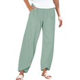 thumbnail image 1 of Women's Plus Size Capri Pants Summer Casual Cotton Linen Cropped Lounge Pants Elastic Waist, 1 of 9