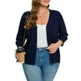 thumbnail image 1 of Women's Plus Size Cardigan Open Front Oversized Button Sweaters V Neck 3/4 Sleeve Knit Outwear, 1 of 5