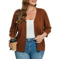 thumbnail image 1 of Women's Plus Size Cardigan Open Front Oversized Button Sweaters V Neck 3/4 Sleeve Knit Outwear, 1 of 5