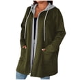 thumbnail image 1 of Women's Plus Size Cardigans Coat Long Sleeve Drawstring Waffle Casual Loose Buttonless Hooded Outerwear with Pockets (5XL, Army Green), 1 of 4