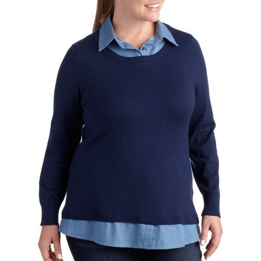 Women's Plus-Size Career Essentials 2fer Sweater Top - Walmart.com