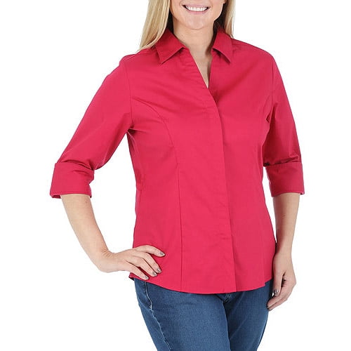 Women's PlusSize Career Essentials ButtonFront 3/4 Sleeve Shirt With