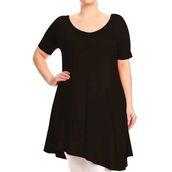 FashionStream V-Neck Short Sleeve Casual Tunic, Blouses & Tops, Women's Plus