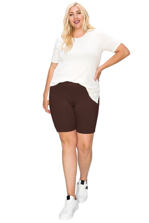 Women's Casual Plus Size Shorts High Waist Stretchy Biker Fit