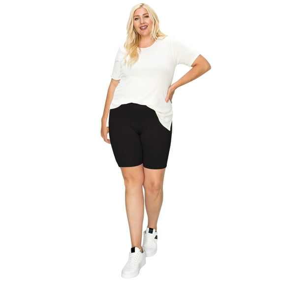 Women's Casual Plus Size Shorts High Waist Stretchy Biker Fit