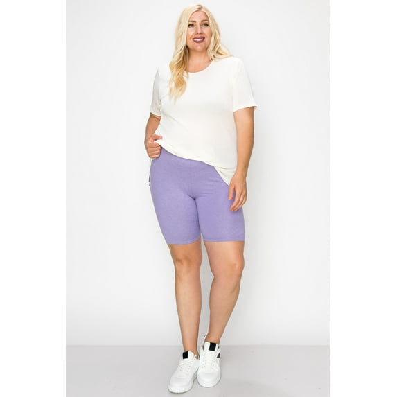 Women's Plus Size Casual Band Waist Biker Shorts Pants Made in USA