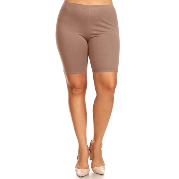 Women's Plus Size Casual Basic Solid Biker Shorts Pants