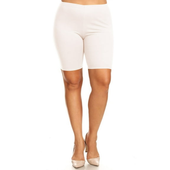 Women's Plus Size Casual Basic Solid Biker Shorts Pants