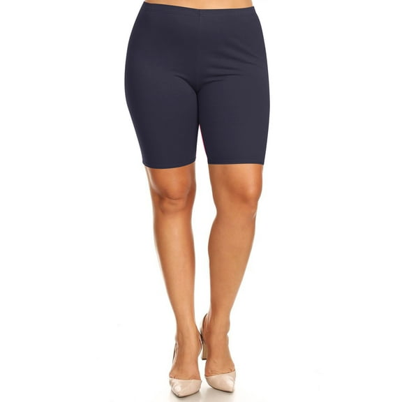 Women's Plus Size Casual Basic Solid Biker Shorts Pants