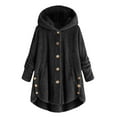thumbnail image 1 of Women's Plus Size Casual Color Block Plush Sweatshirt Hoodie Loose Blouse Warm Coat, 1 of 5