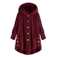 thumbnail image 1 of Women's Plus Size Casual Color Block Plush Sweatshirt Hoodie Loose Blouse Warm Coat, 1 of 5