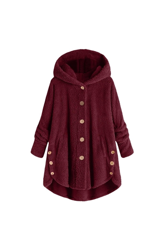 Women's Plus Size Casual Color Block Plush Sweatshirt Hoodie Loose Blouse Warm Coat