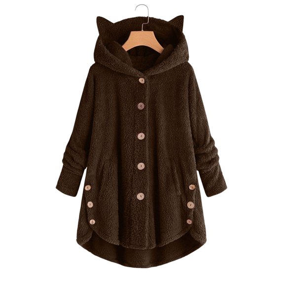 Women's Plus Size Casual Color Block Sweatshirt Button Hoodie Loose Blouse Warm Coat Jackets Or Women Jacket Light Weather Jacket Ladies Outerwear Jacket Women Full Zip Fitted Jacket Women Jacket