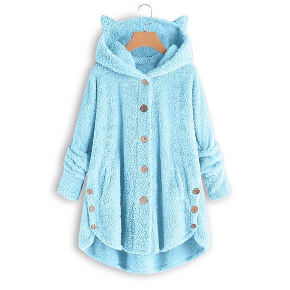 Women's Plus Size Casual Color Block Sweatshirt Button Hoodie Loose Blouse Warm Coat Jackets Or Women Jacket Light Weather Jacket Ladies Outerwear Jacket Women Full Zip Fitted Jacket Women Jacket
