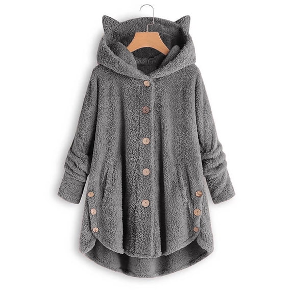 Women's Plus Size Casual Color Block Sweatshirt Button Hoodie Loose Blouse Warm Coat Top Women Velour Coat Women Active Women Jacket Light Women Full Zip Purdue Jacket Women S Outerwear Jacket Casual