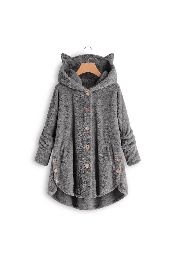 Women's Plus Size Casual Color Block Sweatshirt Button Hoodie Loose Blouse Warm Coat Top Women Velour Coat Women Active Women Jacket Light Women Full Zip Purdue Jacket Women S Outerwear Jacket Casual