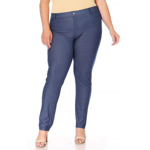 Women's Plus Size Casual Comfy Slim Pocket Jeggings Jean Pants, Female