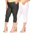 thumbnail image 1 of Women's Plus Size Casual Comfy Slim Pocket Jeggings Jeans Capri Leggings Pants (Pack of 2), 1 of 7