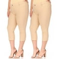thumbnail image 1 of MOA COLLECTION Women's Plus Size Casual Comfy Slim Pocket Jeggings Jeans Capri Leggings Pants (Pack of 2), 1 of 7