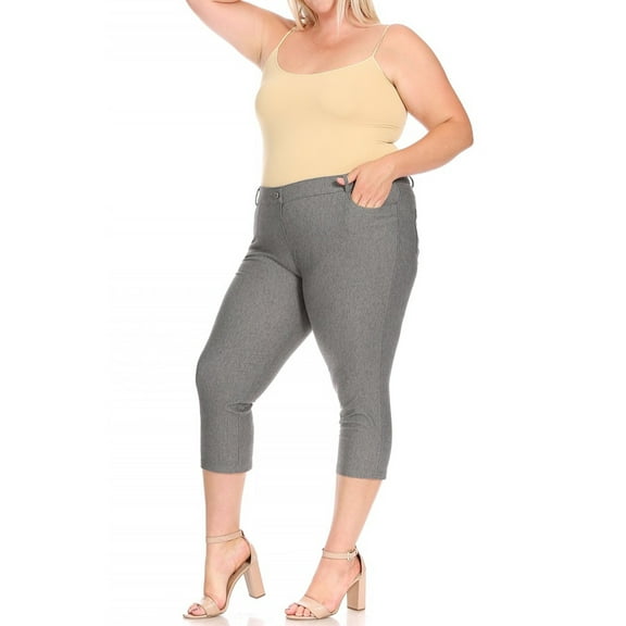 Women's Plus Size Casual Comfy Slim Pocket Jeggings Jeans Capri Pants
