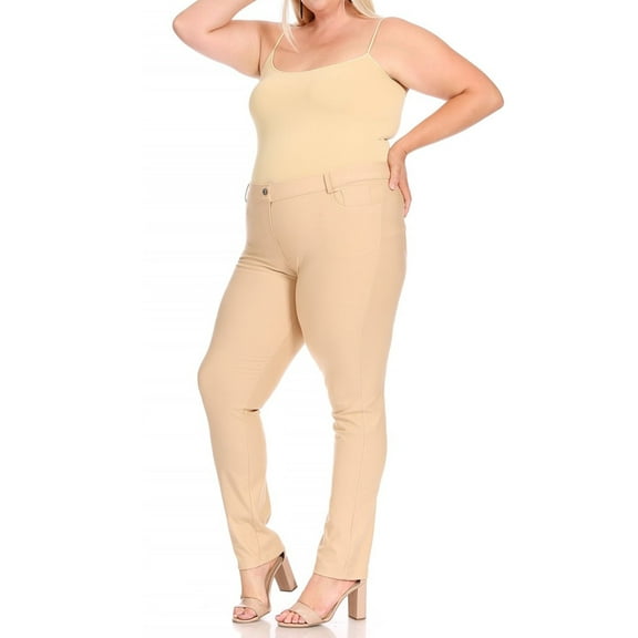 Women's Plus Size Casual Comfy Slim Pocket Jeggings Jeans Pants with Button