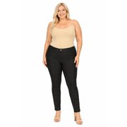 Women's Plus Size Casual Comfy Slim Pocket Jeggings Jeans Pants with Button