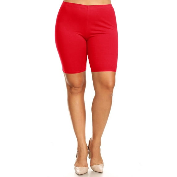 MOA Collection Women's Plus Size Casual Comfy Workout Yoga Basic Solid Biker Shorts Pants