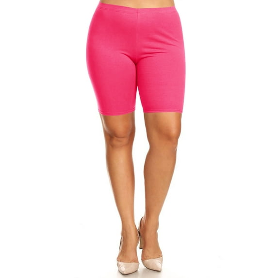 MOA Collection Women's Plus Size Casual Comfy Workout Yoga Basic Solid Biker Shorts Pants