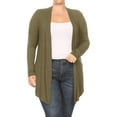 thumbnail image 1 of Women's Plus Size Casual Draped Open Front Long Sleeves Solid Cardigan, 1 of 5